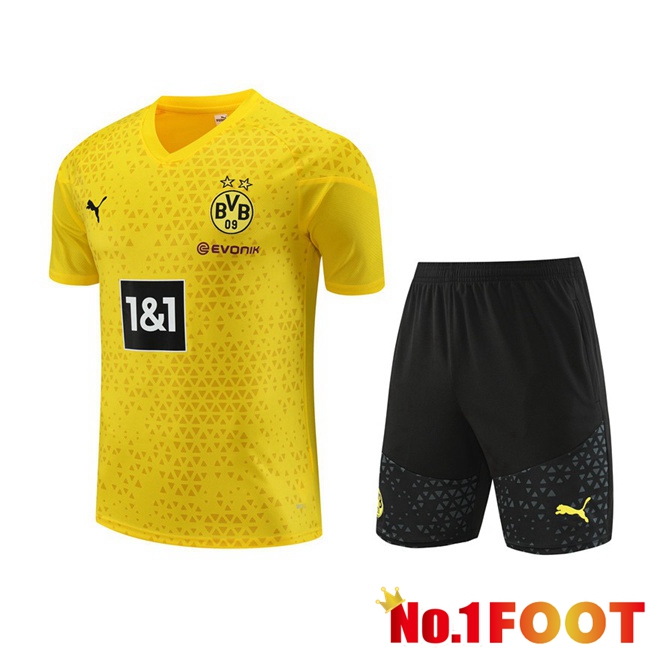 Dortmund BVB Training T Shirt + Shorts Yellow 2023/2024