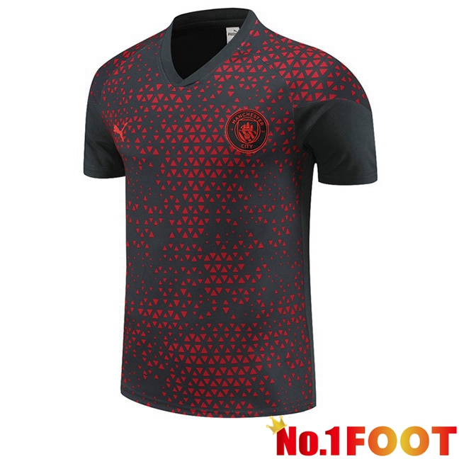 Manchester City Training T Shirt Red Black 2023/2024