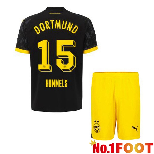 Dortmund BVB (Hummels 15) Kids Soccer Jersey Away Black 2023/2024