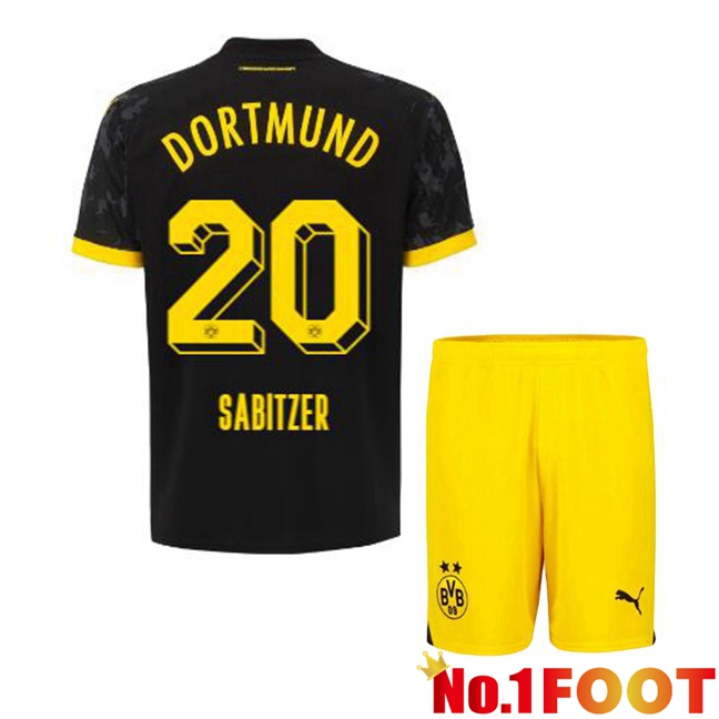 Dortmund BVB (Sabitzer 20) Kids Soccer Jersey Away Black 2023/2024