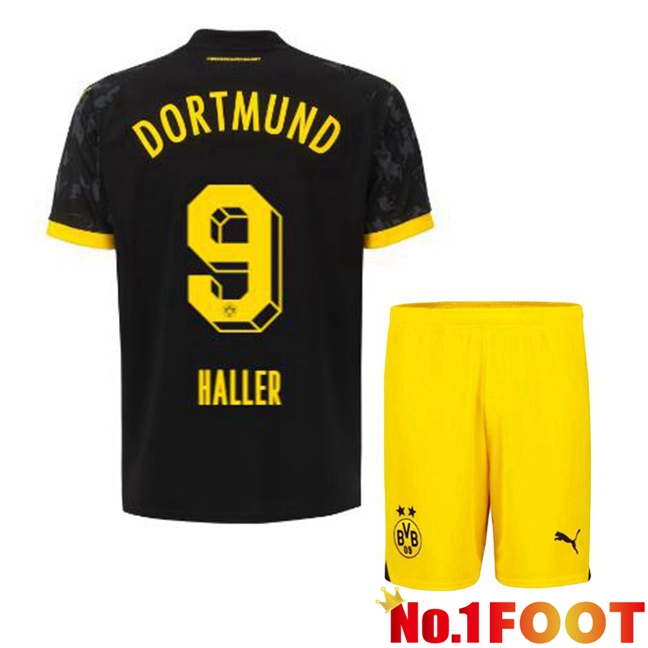 Dortmund BVB (Haller 9) Kids Soccer Jersey Away Black 2023/2024