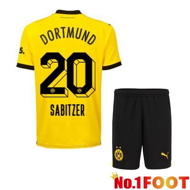 Dortmund BVB (Sabitzer 20) Kids Soccer Jersey Home Yellow Black 2023/2024