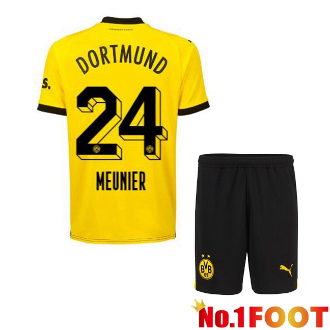 Dortmund BVB (Meunier 24) Kids Soccer Jersey Home Yellow Black 2023/2024