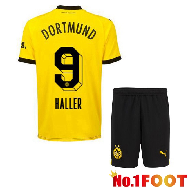 Dortmund BVB (Haller 9) Kids Soccer Jersey Home Yellow Black 2023/2024