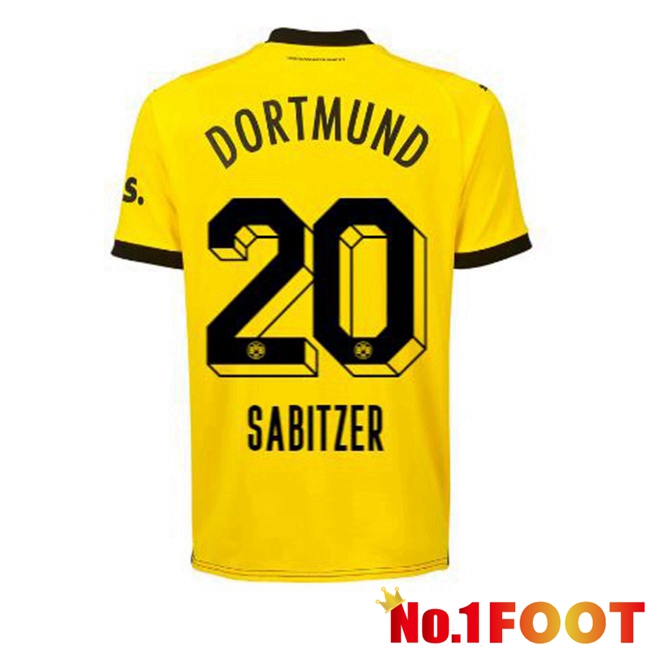 Dortmund BVB (Sabitzer 20) Soccer Jersey Home Yellow Black 2023/2024