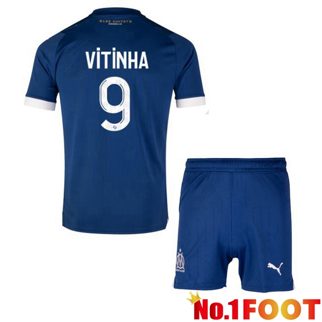 Marseille OM (VITINHA 9) Kids Soccer Jersey Away Blue 2023/2024