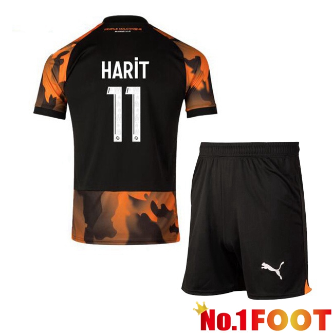 Marseille OM (HARIT 11) Kids Soccer Jersey Third Black Yellow 2023/2024