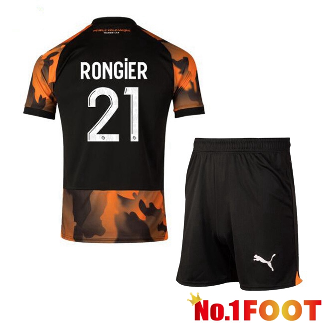 Marseille OM (RONGIER 21) Kids Soccer Jersey Third Black Yellow 2023/2024