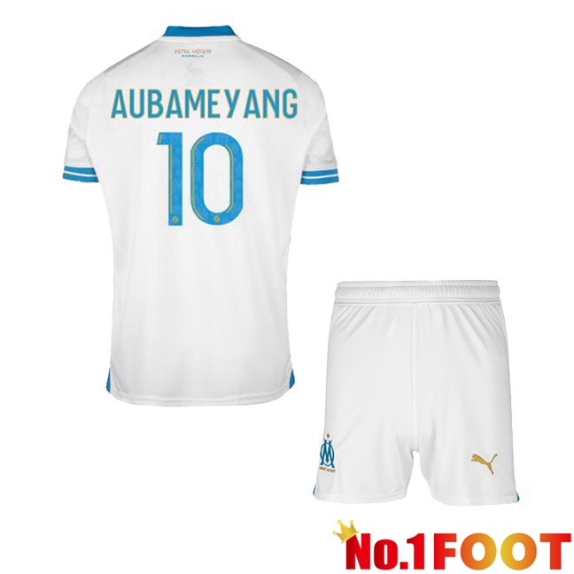 Marseille OM (AUBAMEYANG 10) Kids Soccer Jersey Home White 2023/2024