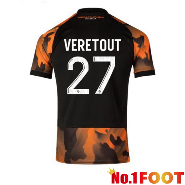 Marseille OM (VERETOUT 27) Soccer Jersey Third Black Yellow 2023/2024