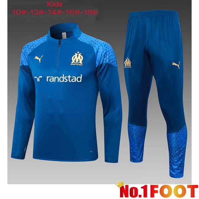 Marseille OM Kids Training Tracksuit Suit Blue 2023/2024