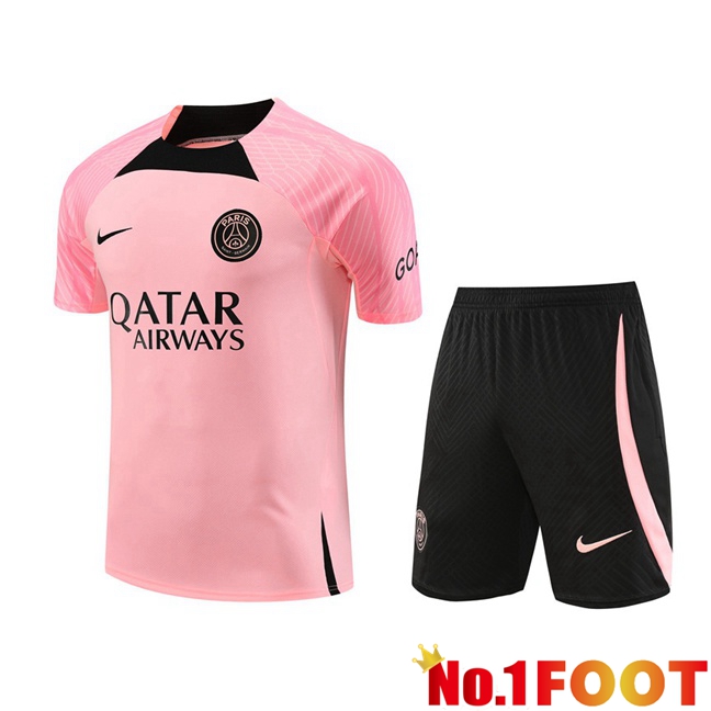 Paris PSG Training T Shirt + Shorts Pink 2023/2024