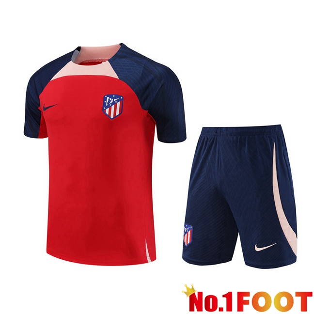 Atletico Madrid Training T Shirt + Shorts Red 2023/2024