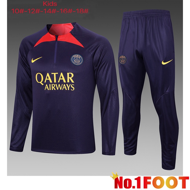 Paris PSG Kids Training Tracksuit Suit Purple 2023/2024