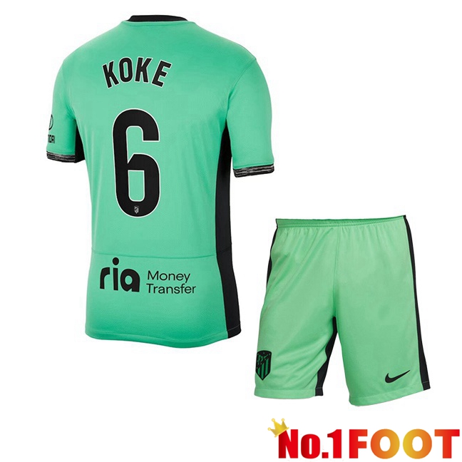 Atletico Madrid (Koke 6) Kids Soccer Jersey Third Green 2023/2024