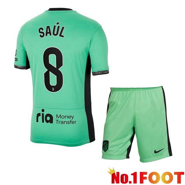 Atletico Madrid (Saúl 8) Kids Soccer Jersey Third Green 2023/2024