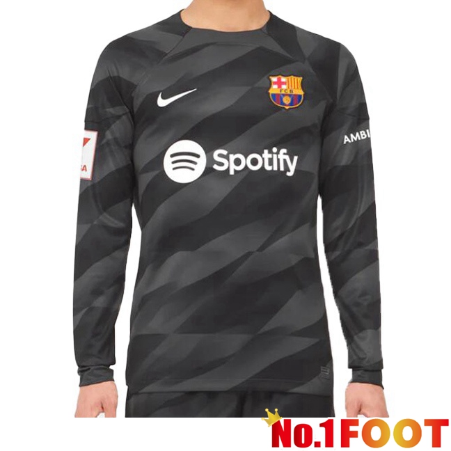 FC Barcelona Goalkeeper Soccer Jersey Long Sleeve Black 2023/2024