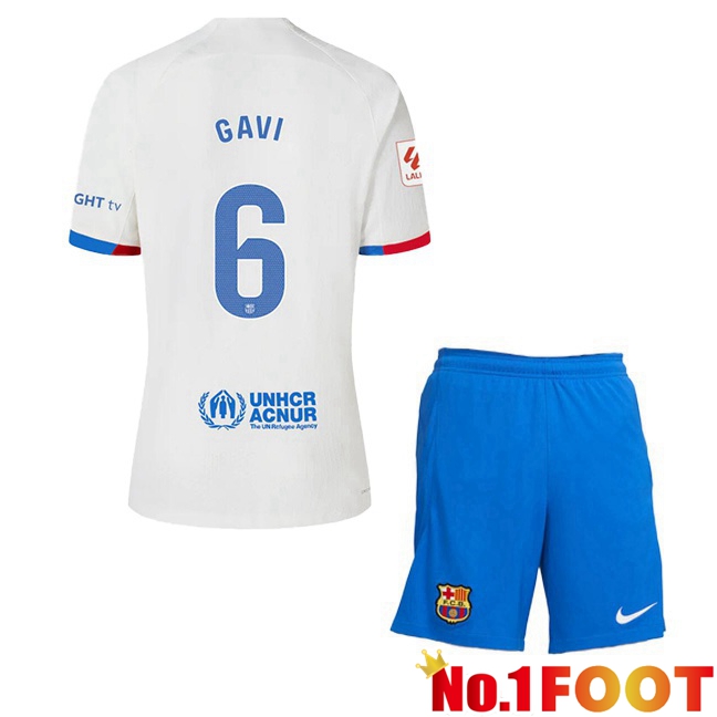 FC Barcelona (GAVI 6) Kids Soccer Jersey Away White 2023/2024