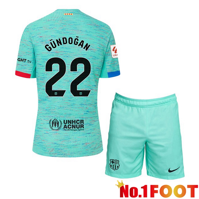 FC Barcelona (GÜNDOĞAN 22) Kids Soccer Jersey Third Green 2023/2024