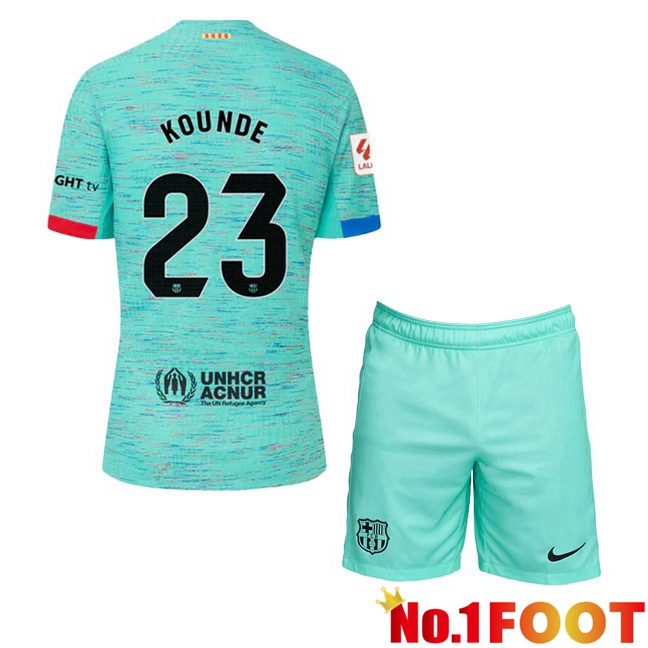 FC Barcelona (KOUNDE 23) Kids Soccer Jersey Third Green 2023/2024