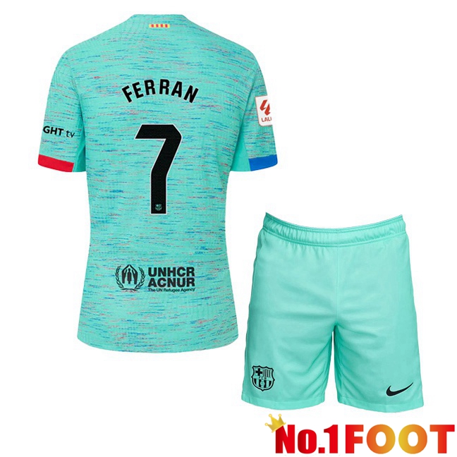 FC Barcelona (FERRAN 7) Kids Soccer Jersey Third Green 2023/2024