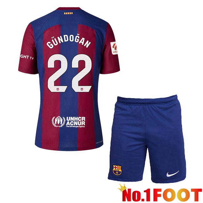 FC Barcelona (GÜNDOĞAN 22) Kids Soccer Jersey Home Blue Red 2023/2024