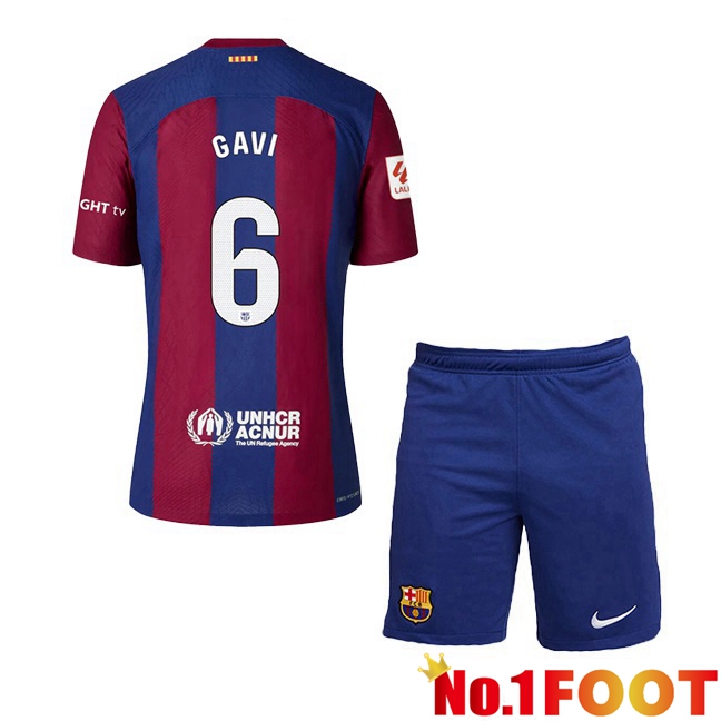 FC Barcelona (GAVI 6) Kids Soccer Jersey Home Blue Red 2023/2024