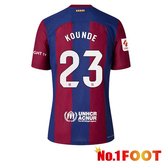 FC Barcelona (KOUNDE 23) Soccer Jersey Home Blue Red 2023/2024