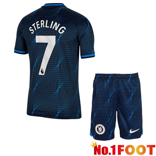 FC Chelsea (Sterling 7) Kids Soccer Jersey Away Blue 2023/2024