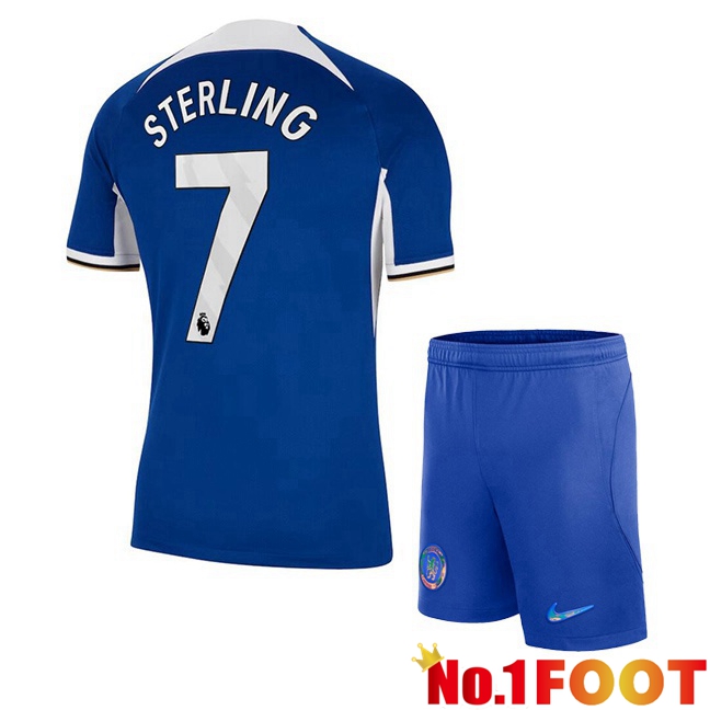 FC Chelsea (Sterling 7) Kids Soccer Jersey Home Blue 2023/2024