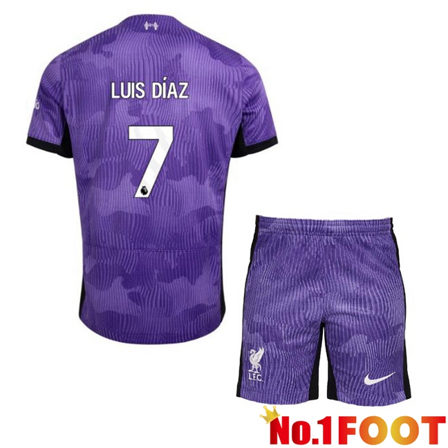 FC Liverpool (LUIS DÍAZ 7) Kids Soccer Jersey Third Purple 2023/2024