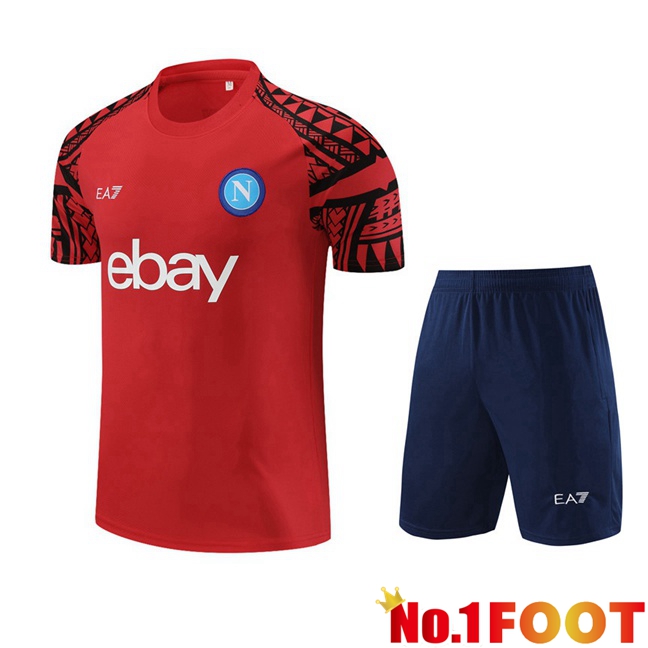 SSC Napoli Training T Shirt + Shorts Red 2023/2024