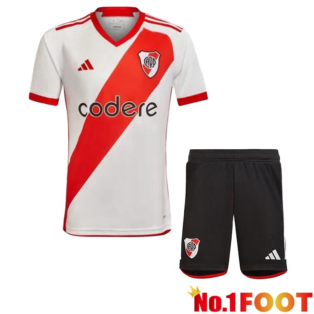 River Plate Kids Soccer Jersey Home Red White 2023/2024