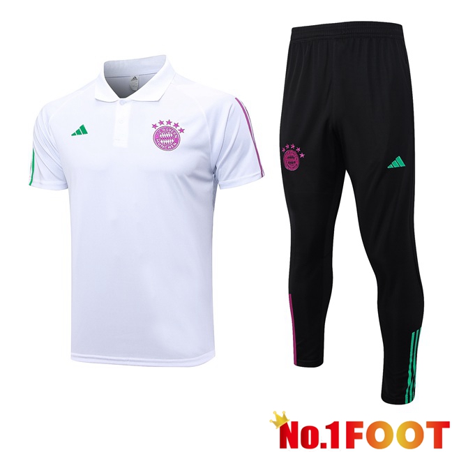 Bayern Munich Soccer Polo + Pants White 2023/2024