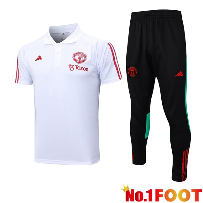 Manchester United Soccer Polo + Pants White 2023/2024