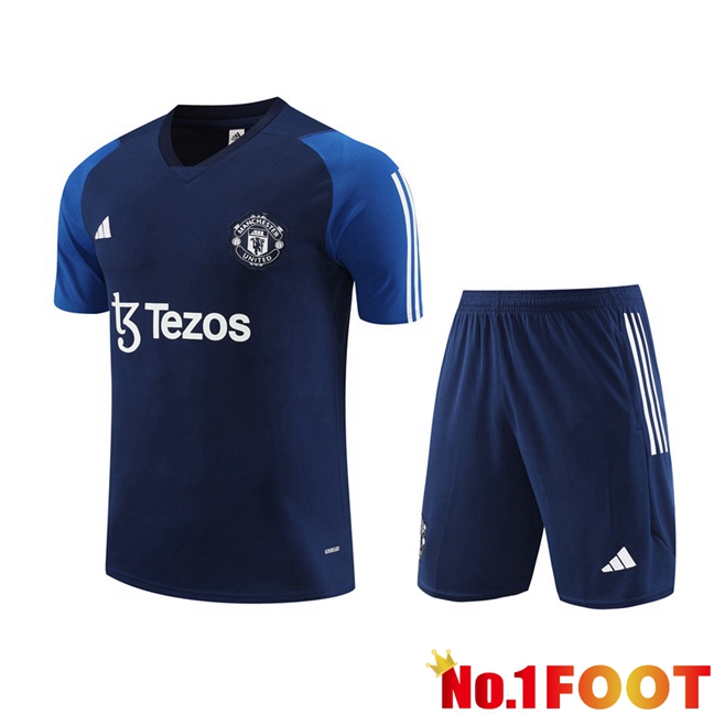 Manchester United Training T Shirt + Shorts Royal Blue 2023/2024