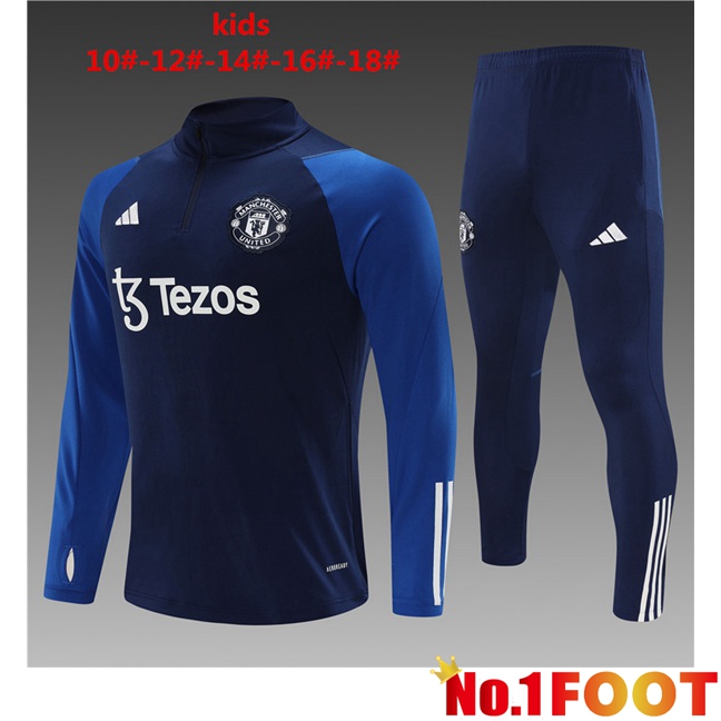 Manchester United Kids Training Tracksuit Suit Royal Blue 2023/2024