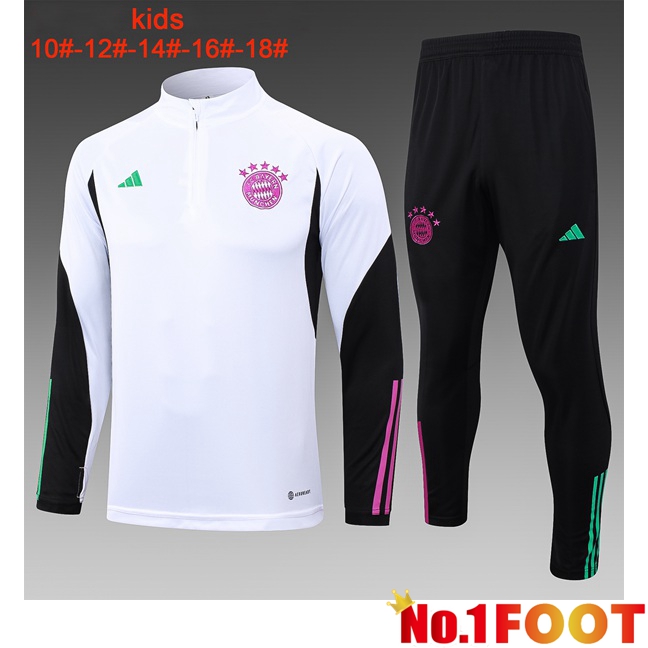 Bayern Munich Kids Training Tracksuit Suit White 2023/2024