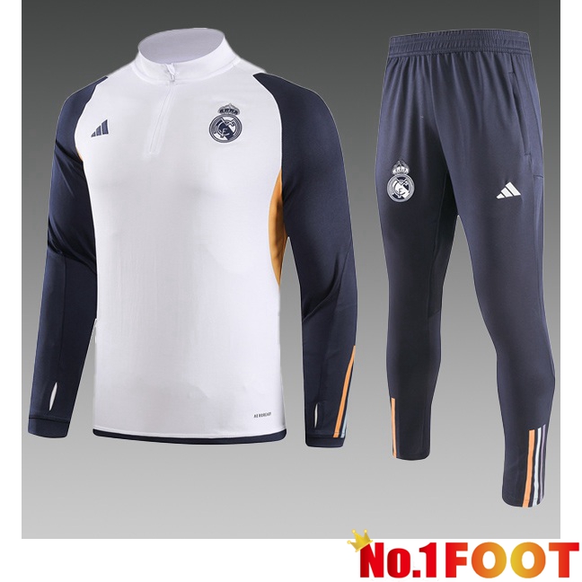 Real Madrid Kids Training Tracksuit Suit White 2023/2024 - Click Image to Close