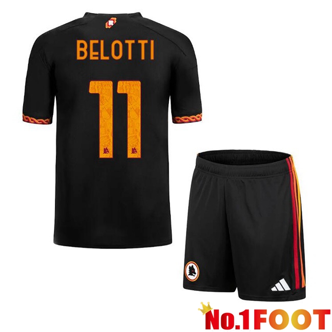 AS Roma (BELOTTI 11) Kids Soccer Jersey Third Black 2023/2024