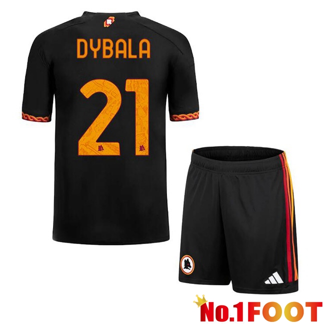 AS Roma (DYBALA 21) Kids Soccer Jersey Third Black 2023/2024