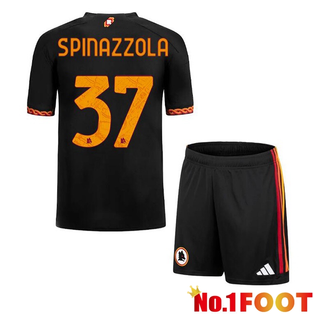 AS Roma (SPINAZZOLA 37) Kids Soccer Jersey Third Black 2023/2024