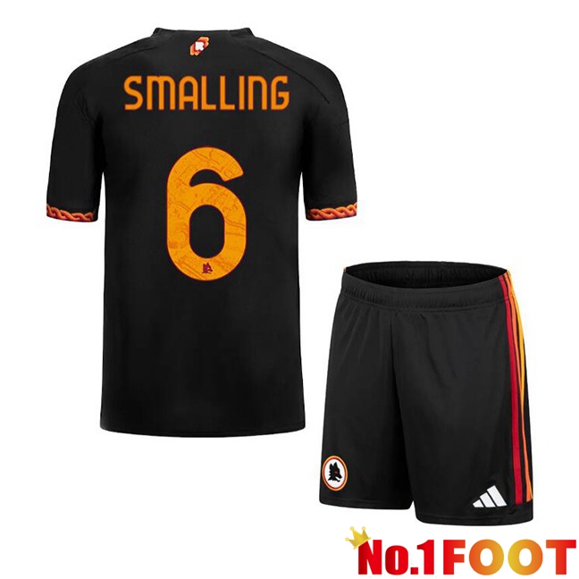 AS Roma (SMALLING 6) Kids Soccer Jersey Third Black 2023/2024