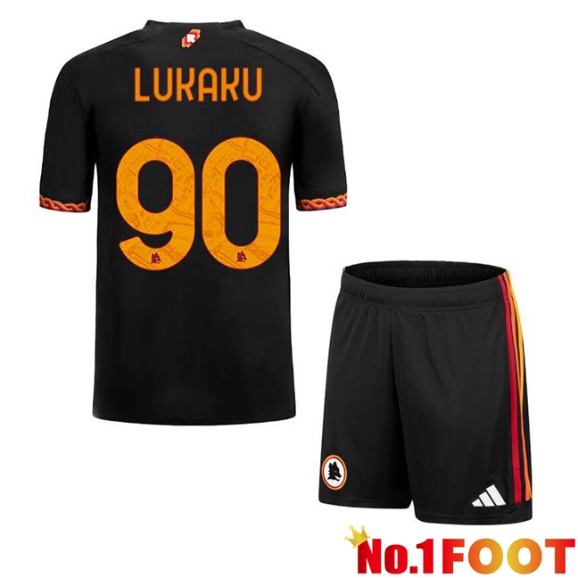 AS Roma (LUKAKU 90) Kids Soccer Jersey Third Black 2023/2024