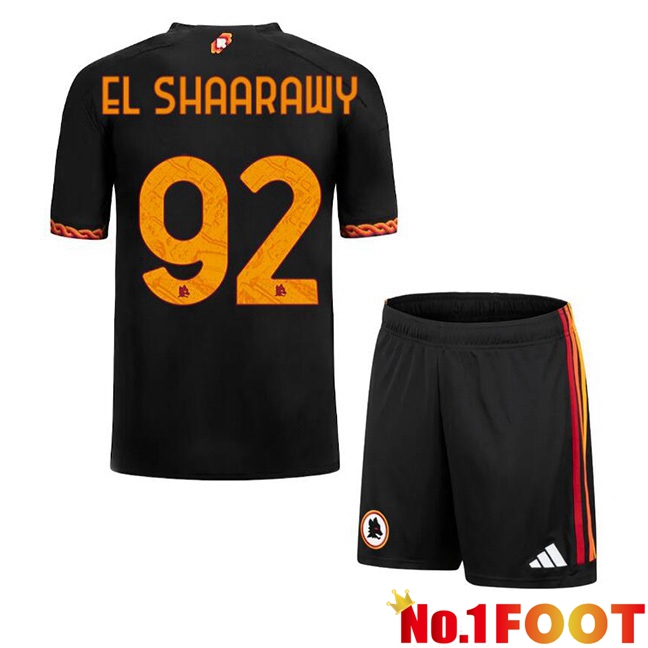 AS Roma (EL SHAARAWY 92) Kids Soccer Jersey Third Black 2023/2024