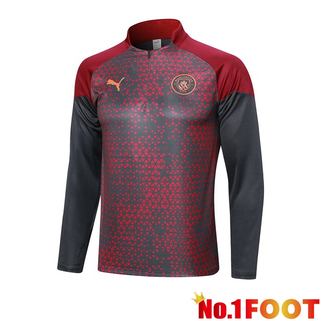 Manchester City Training Sweatshirt Red Grey 2023/2024 - Click Image to Close