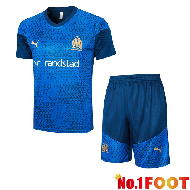 Marseille OM Training T Shirt + Shorts Blue 2023/2024