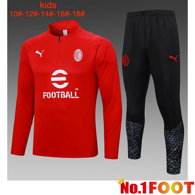 AC Milan Kids Training Tracksuit Suit Red 2023/2024