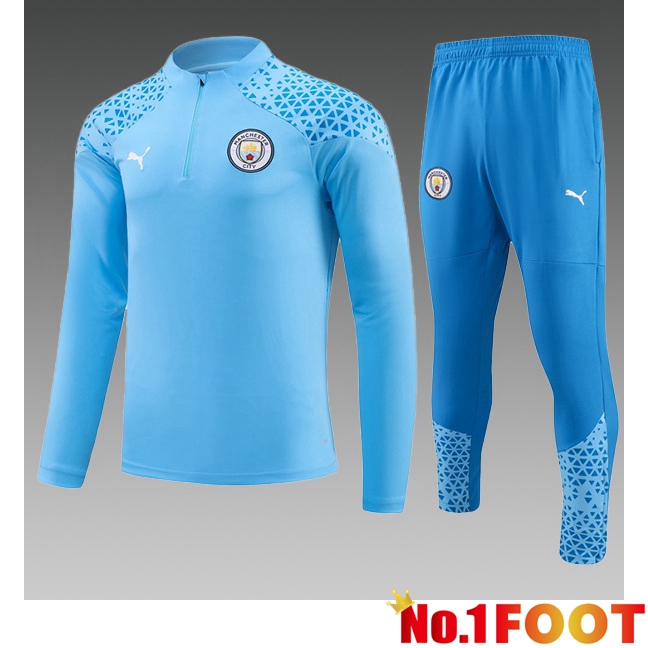 Manchester City Kids Training Tracksuit Suit Blue 2023/2024