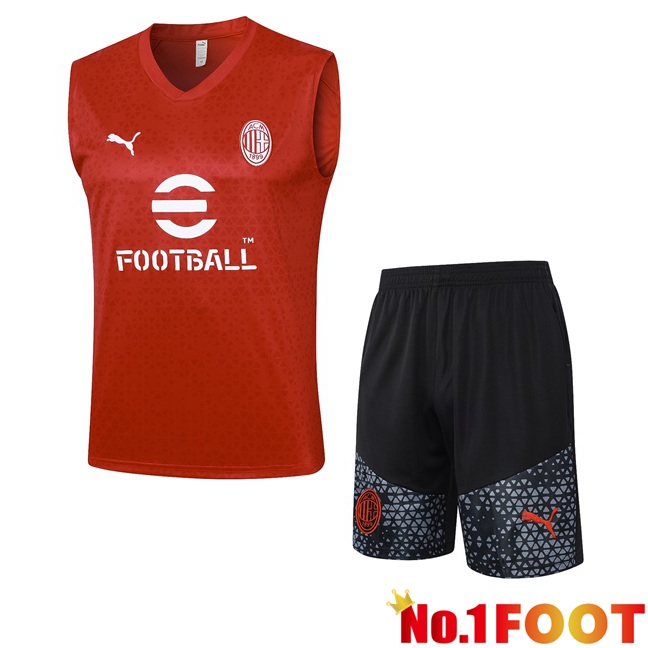 AC Milan Soccer Vest + Shorts Red 2023/2024